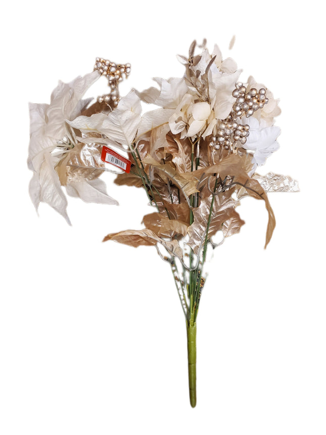 Champagne Peony & Poinsettia Christmas Floral Bush