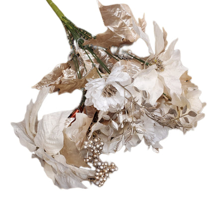 Champagne Peony & Poinsettia Christmas Floral Bush