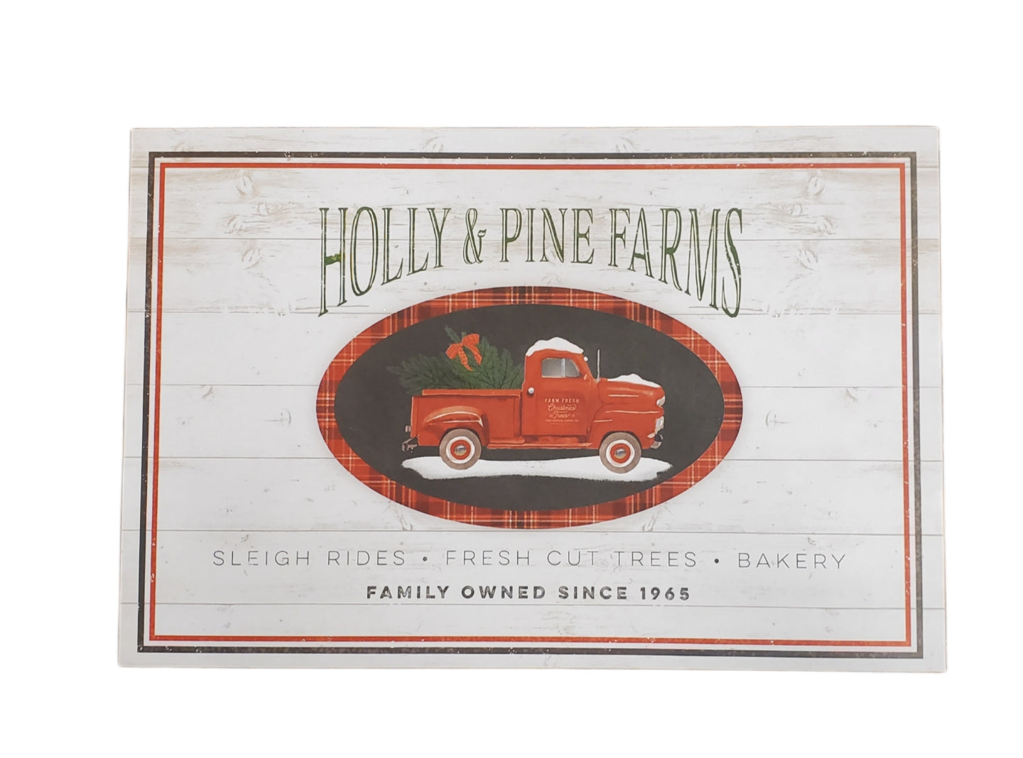 ASHLAND CHRISTMAS DECORATIVE BOX CARD BOARD HOLLY & PINE FARMS 14.5 X 9.75 X 4IN