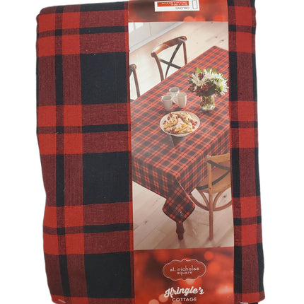 ST NICHOLAS SQUARE, KRINGLES COTTAGE WOVEN TABLE CLOTH, OBLONG 60 X 120 IN, BUFFALO PLAID