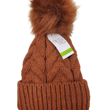 Time and Tru Beanie with Pom – Brown One Size