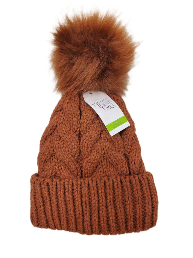Time and Tru Beanie with Pom – Brown One Size