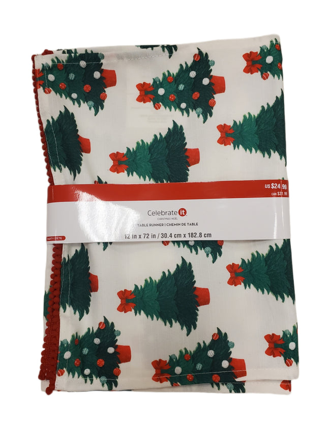 Christmas Tree Table Runner 12"x72" - Holiday Decor