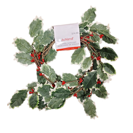 5ft Holly Coiled Garland - Christmas Home Decor