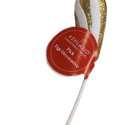 12" Ashland Gold & White Christmas Craft Pick
