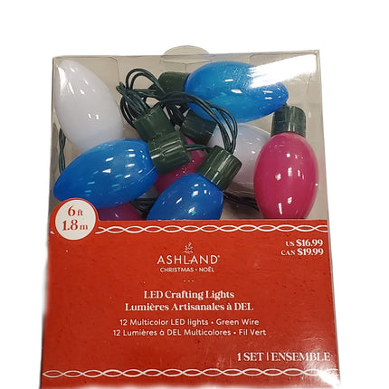 Ashland Christmas LED Lights 6 ft - Blue, Pink, White
