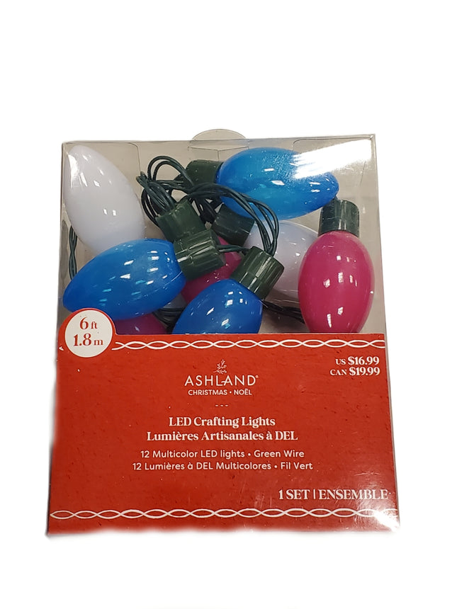 Ashland Christmas LED Lights 6 ft - Blue, Pink, White