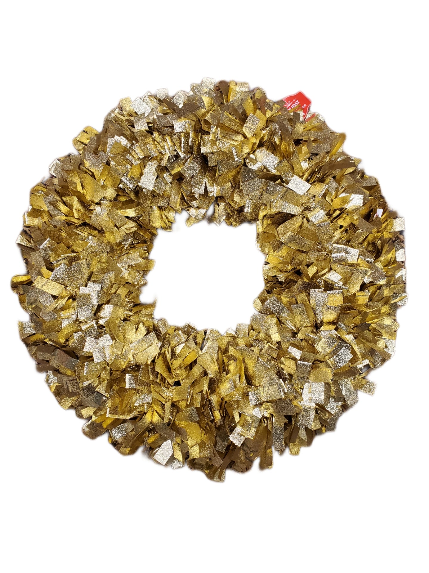 HOLIDAY TIME TINSEL WREATH GOLD 20"