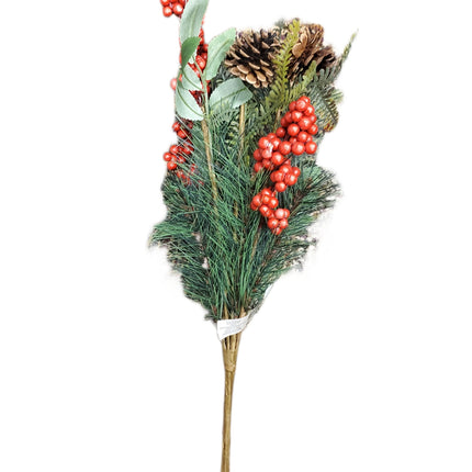 Christmas Berry & Pinecone Decorative Pick 21"