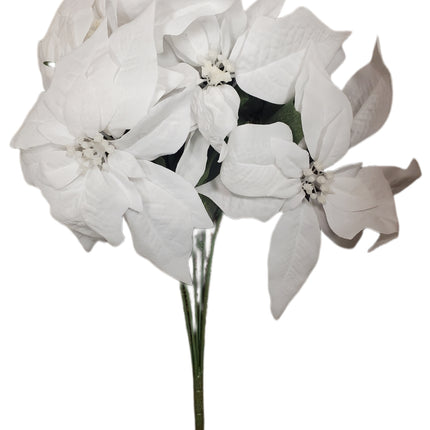 White Poinsettia Christmas Spray 21" - Home Decor