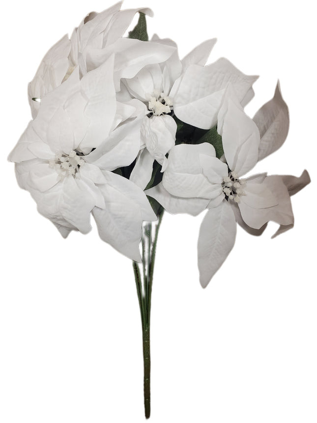White Poinsettia Christmas Spray 21" - Home Decor