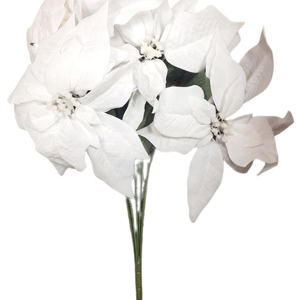 White Poinsettia Christmas Spray 21" - Home Decor