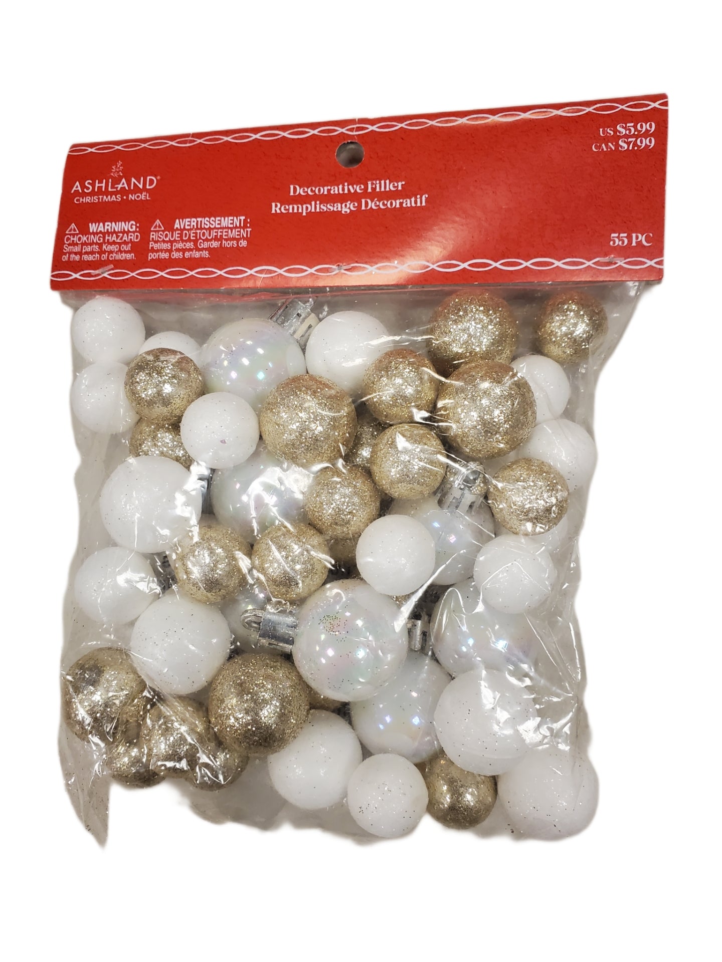 ASHLAND DECORATIVE FILLER CHRISTMAS GOLD WHITE