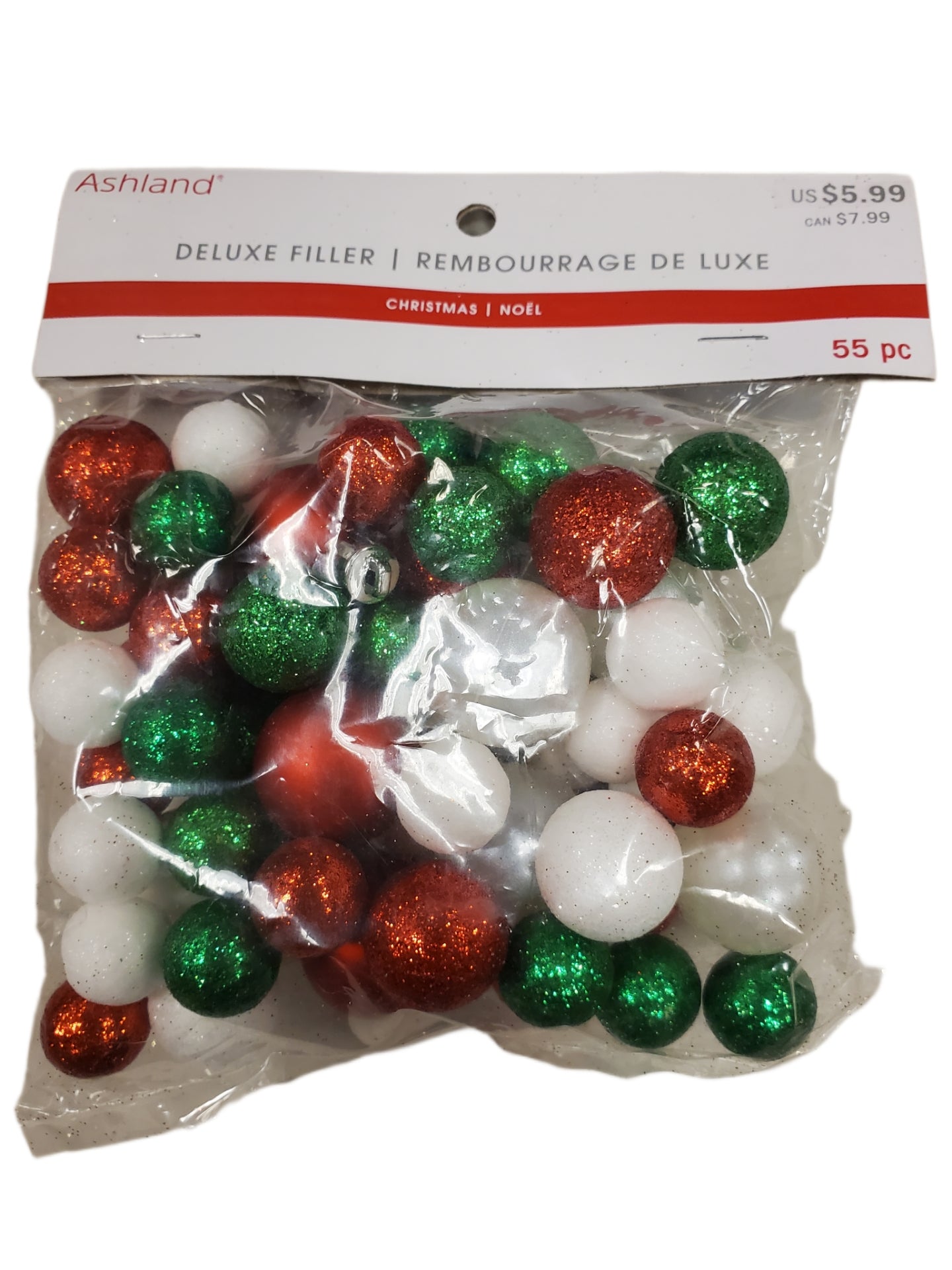 ASHLAND DECORATIVE FILLER CHRISTMAS RED GREEN WHITE