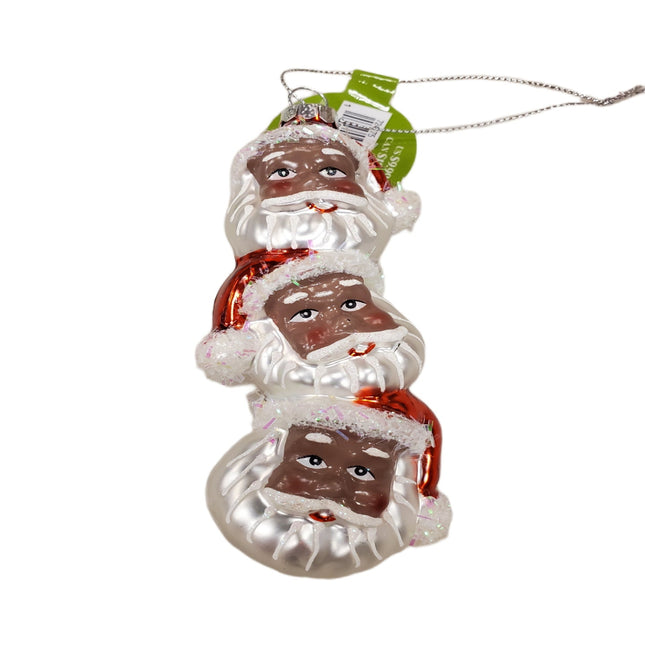 African Santa Claus Glass Christmas Ornament