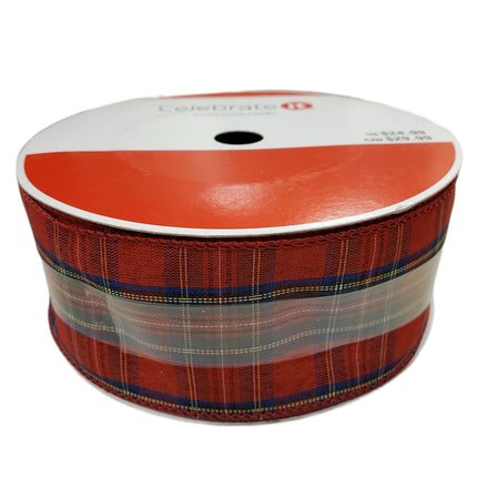 Plaid Wired Christmas Ribbon 2.5in x 80ft