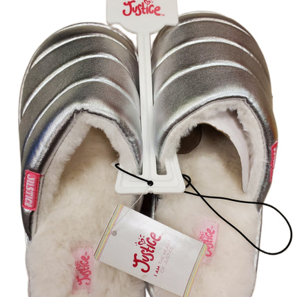 Justice Girls Slip On, Scuff Slippers Outdoor/ Indoor Metallic