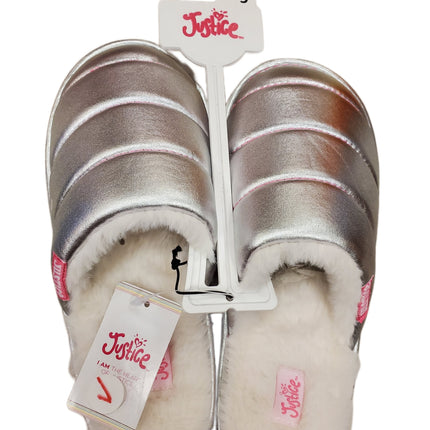 Justice Girls Slip On, Scuff Slippers Outdoor/ Indoor Metallic
