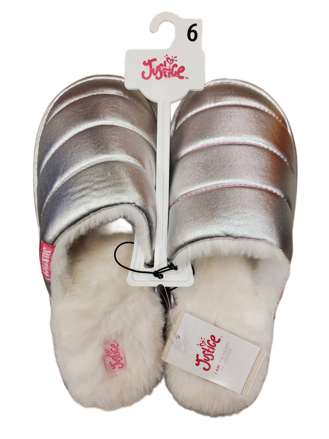 Justice Girls Slip On, Scuff Slippers Outdoor/ Indoor Metallic