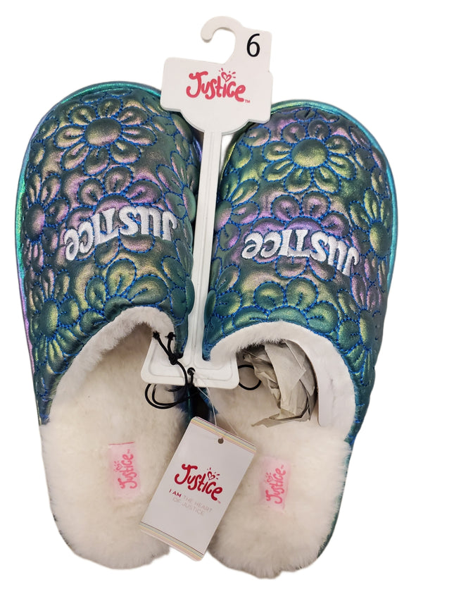 Justice Girls Slip-on Scuff Flower Slippers