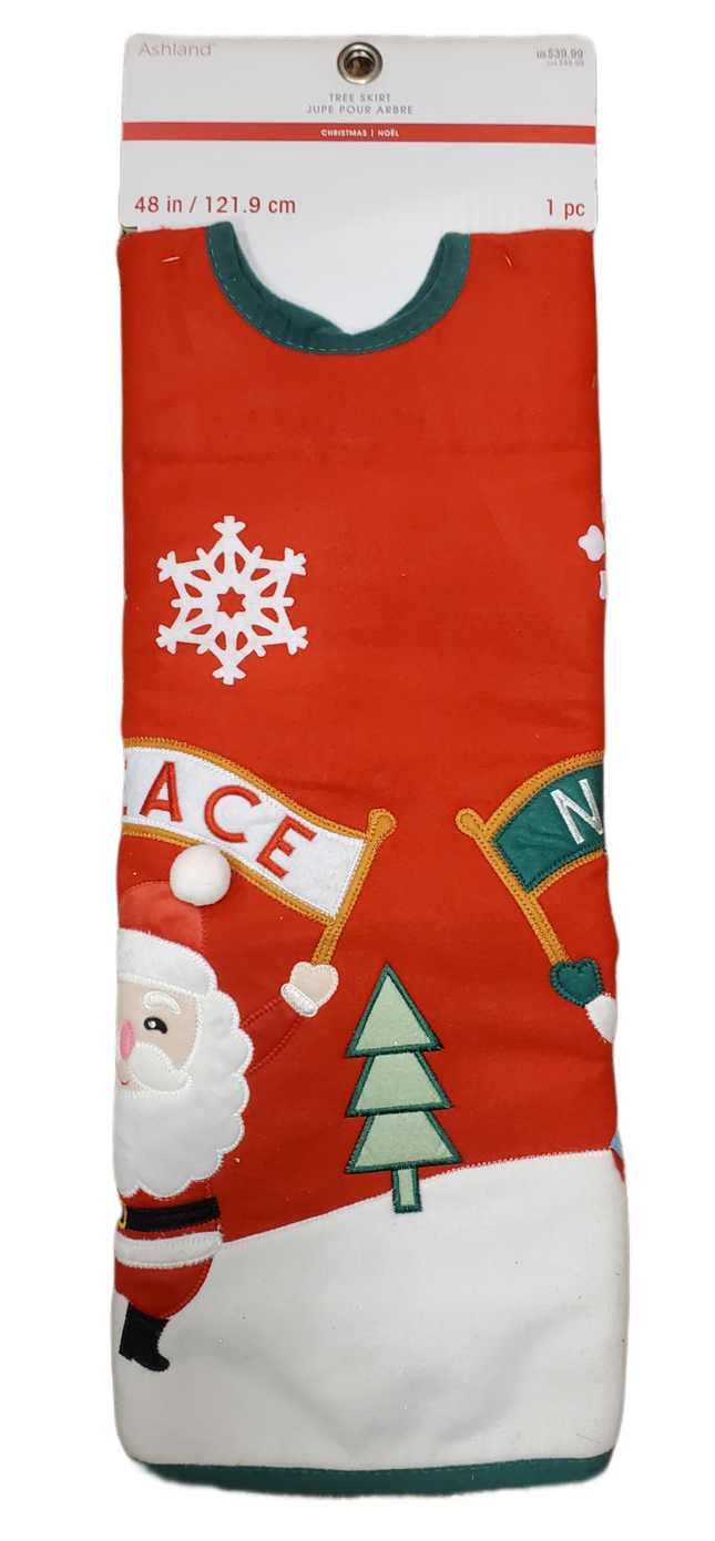 Red Santa & Reindeer Christmas Tree Skirt