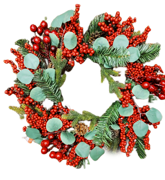 ASHLAND CHRISTMAS WREATH BERRIES BERRIES BERRIES 22 in