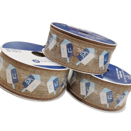 Wired Hanukkah Christmas Ribbon 1.5 in x 30 ft