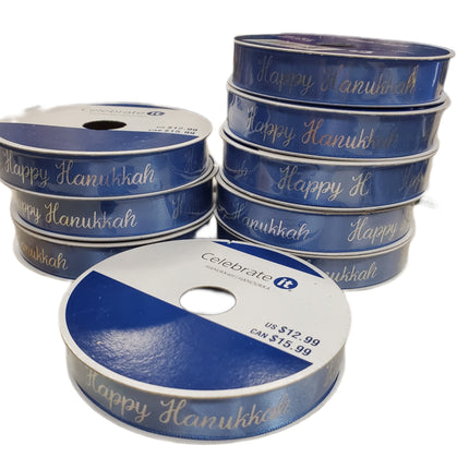 Wired Hanukkah Christmas Ribbon 5/8" x 30 ft