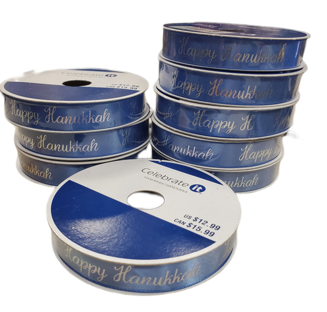 Wired Hanukkah Christmas Ribbon 5/8" x 30 ft