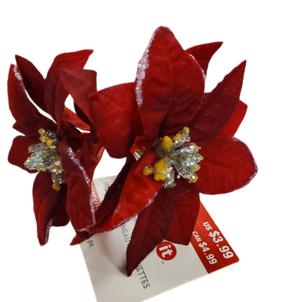 Christmas Poinsettia Napkin Rings - Set of 4