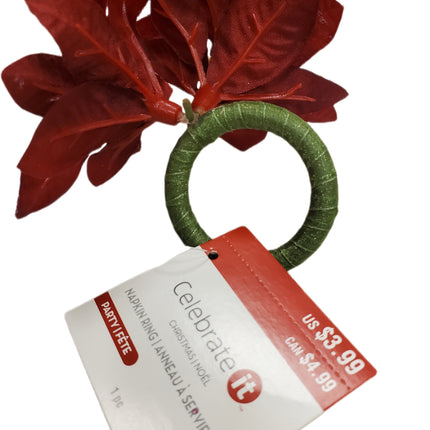 Christmas Poinsettia Napkin Rings - Set of 4