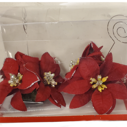 Poinsettia Place Card Holders 2 Pack - Christmas Decor