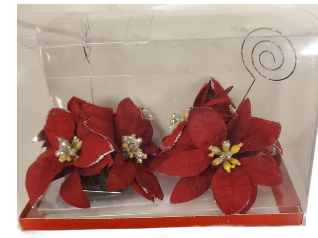 Poinsettia Place Card Holders 2 Pack - Christmas Decor