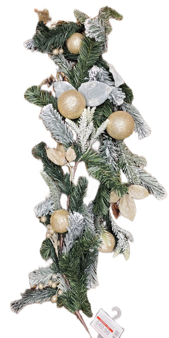 Snowy Pine & Red Berries Christmas Garland