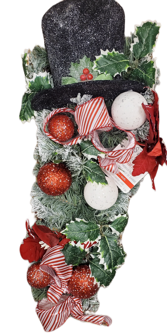 Premium Floral Christmas Teardrop with Snowman Hat