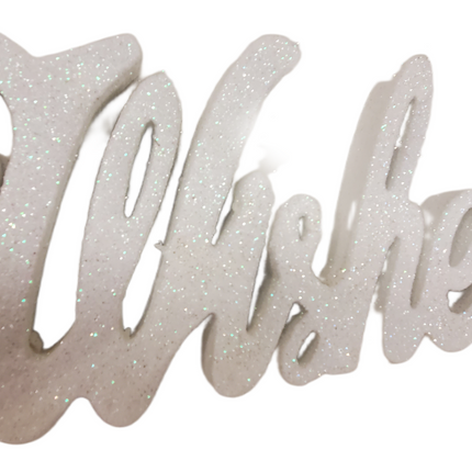 White Glitter Christmas Tabletop Decor 7x5"