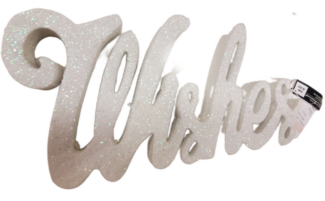 White Glitter Christmas Tabletop Decor 7x5"