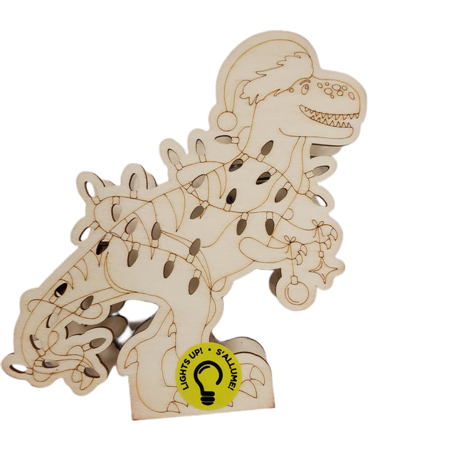 Make Market Christmas DIY Pre-lit wood dÃ©cor DINO