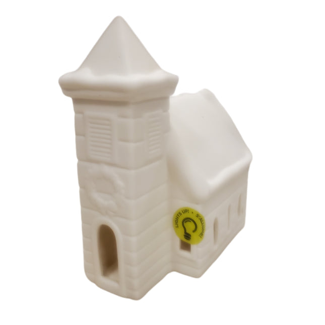 MAKE MARKET CHRISTMAS LIGHT UP CERAMIC CHURCH 7 X 6 in