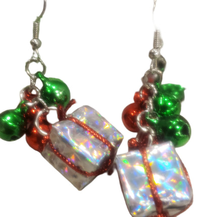 Let It Glow Christmas Earrings - Red & Green Balls