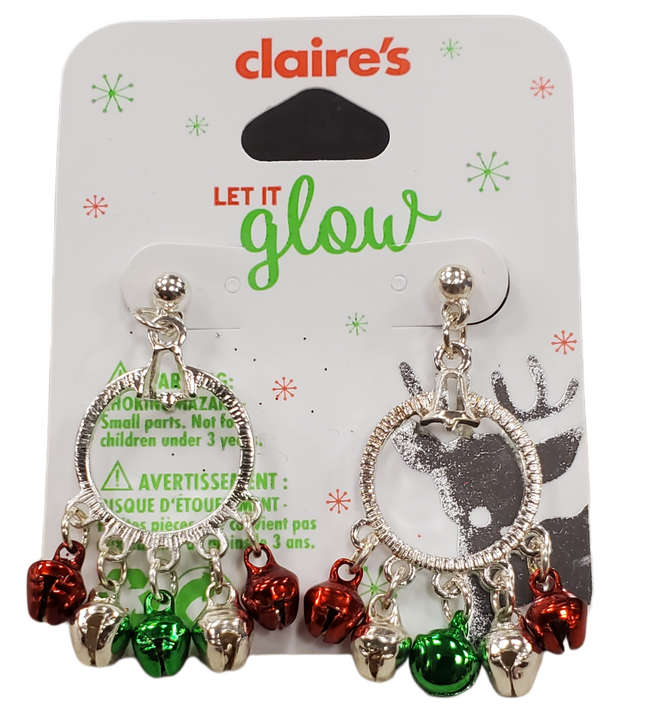 Red & Green Bell Christmas Earrings by Claire
