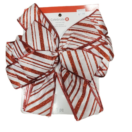 Extra Large 22" Christmas Candy Cane Fabric Bow