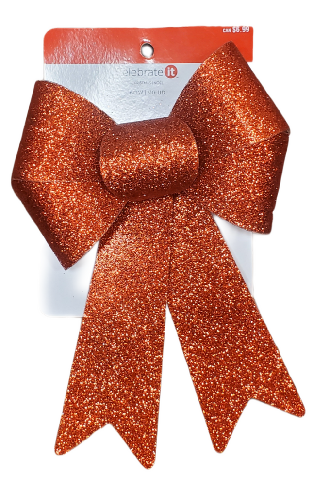 Red Glittered Christmas Bow 9x6 Inch - Celebrate It