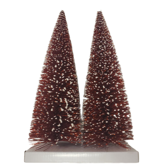 Ashland Bottle Brush Trees - 2 Pack 12 inches Red Flocked