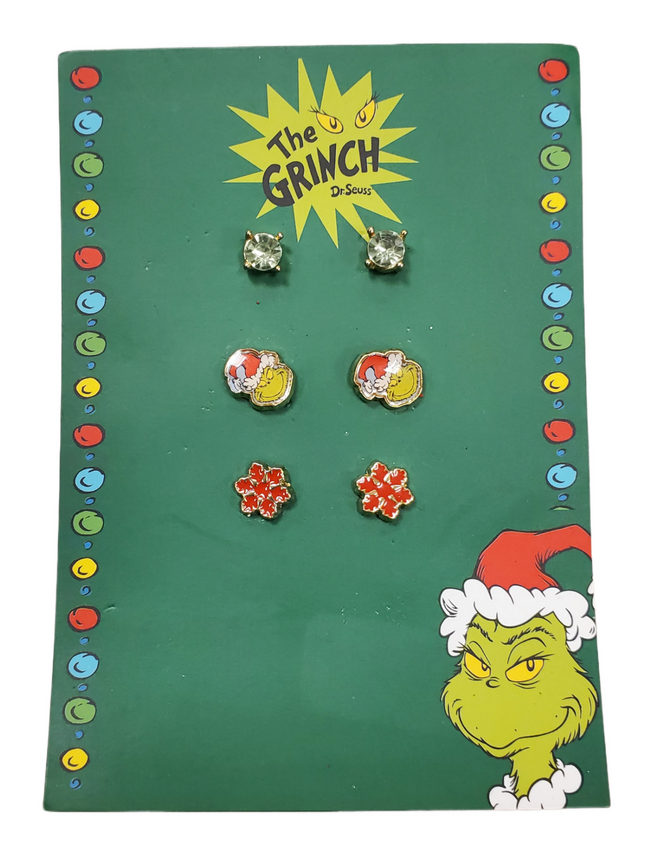 KOHL'S EARRINGS 3 PACK DR. SEUSS THE GRINCH