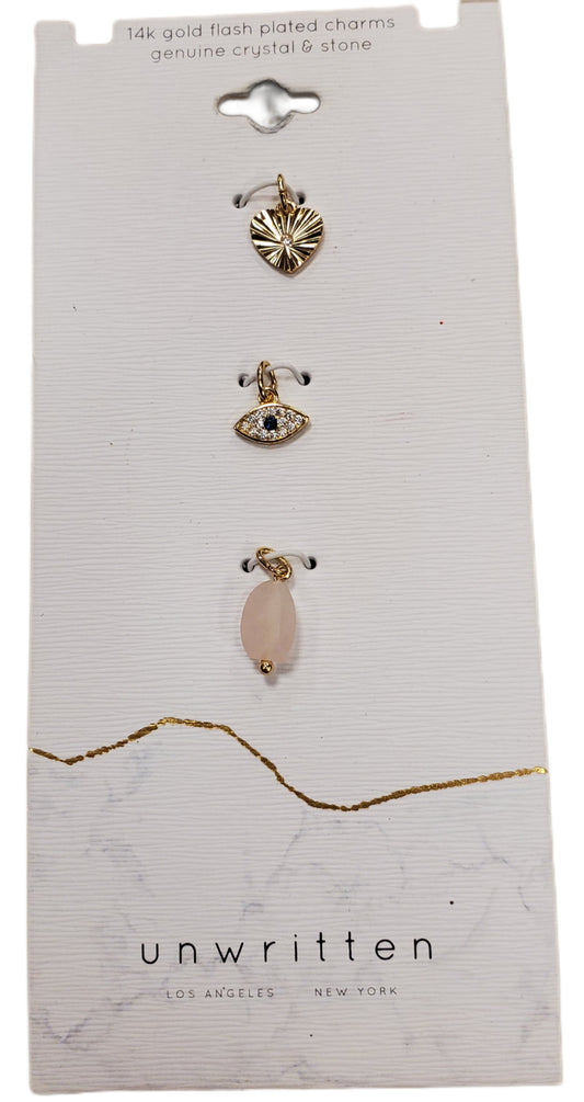 14k gold flashed plated charms genuine crystal & stone UNWRITTEN