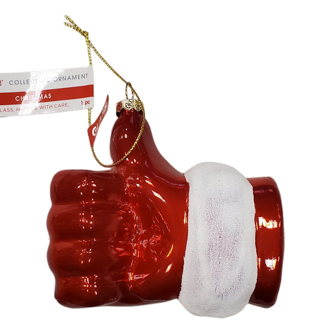 Ashland Glass Santa's Thumbs Up Hand Christmas Ornament Collectible