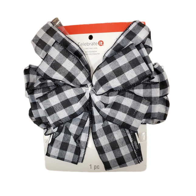 Black & White Plaid Christmas Bow 12x16 - Celebrate It