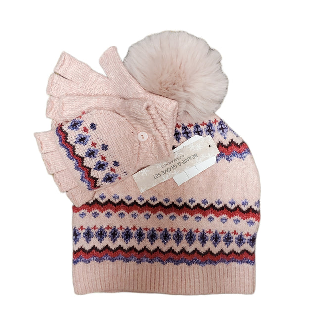 Pink Smoke Beanie & Glove Set - One Size