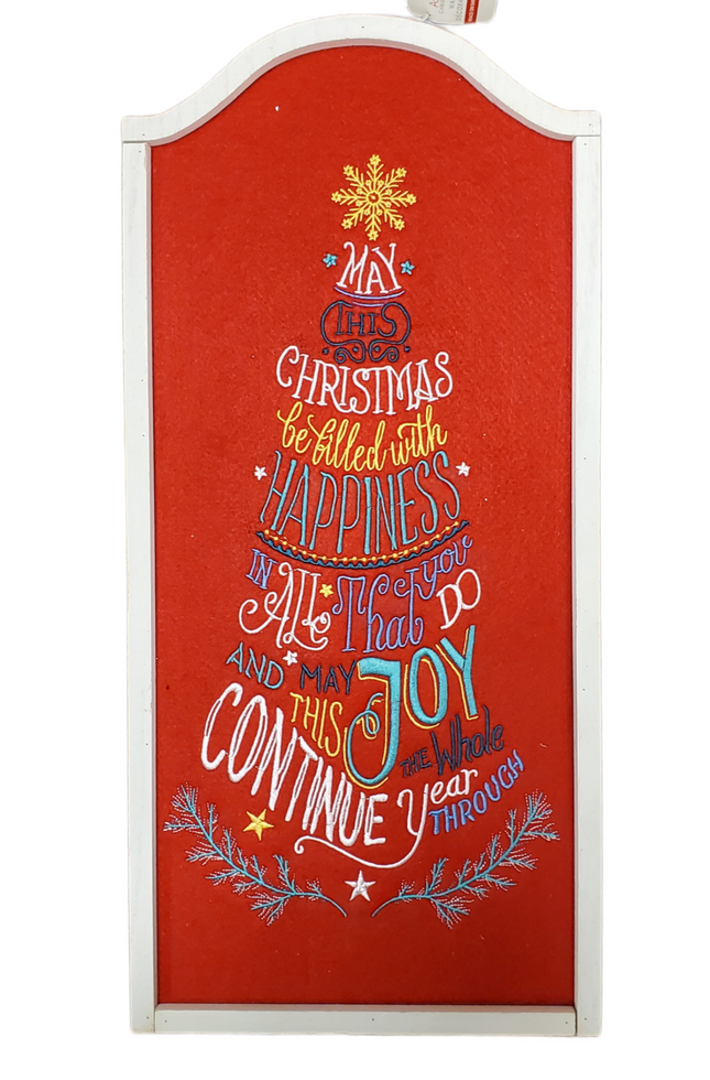 Embroidered Ashland Christmas Wall Decor 20x9"